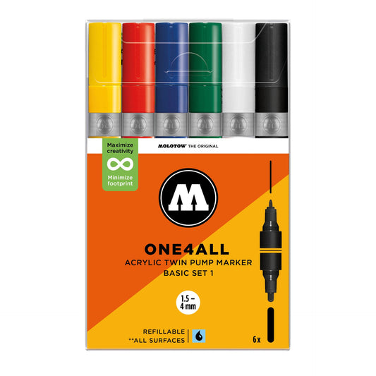 Molotow ONE4ALL Twin Marker 6set Basic