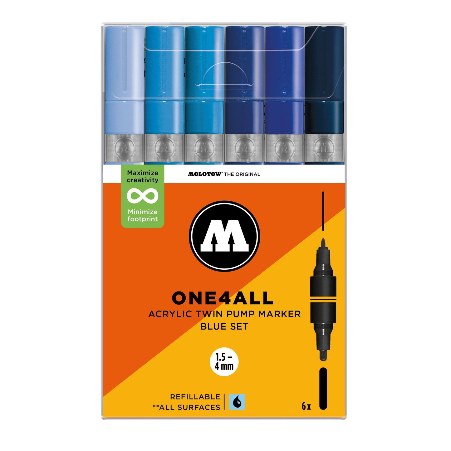 Molotow ONE4ALL Twin Marker 6set Blue