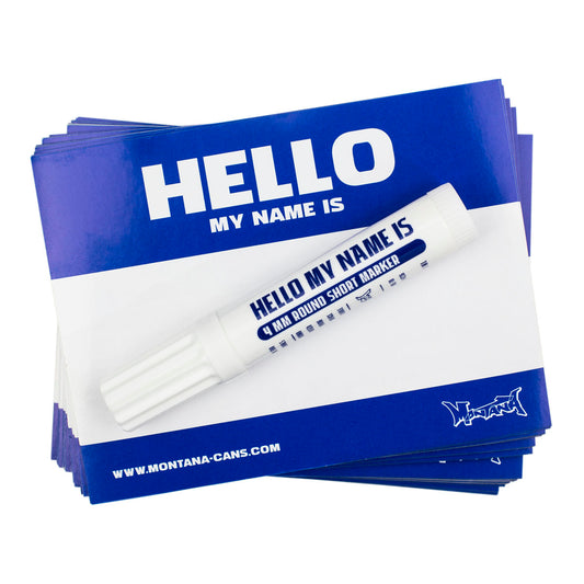 Montana Hello My Name Is Sticker 100-pack Blue