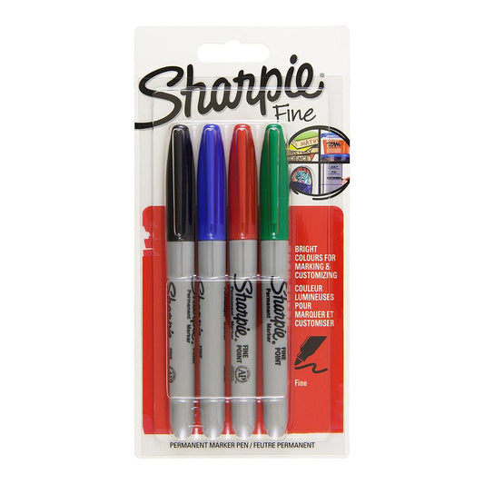 Sharpie Permanent Marker Fine Point,  4 set Main Colors