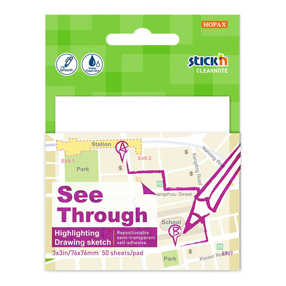 Stick'N Clearnote 76x76 mm 50 Sheets