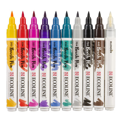 Talens Ecoline Brush Pen 10 set, Hand Lettering Colors