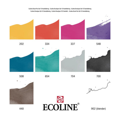 Talens Ecoline Brush Pen 10 set, Hand Lettering Colors
