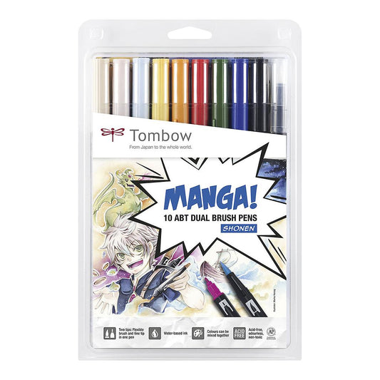 Tombow ABT Dual Brush Pen 10 set, Manga Shonen Colours