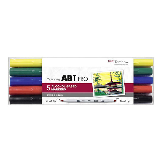 Tombow ABT PRO Dual Brush Pen 5 set, Basic Colours