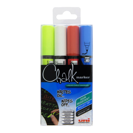 Uni Chalk Marker PWE-5M Medium, 2.5 mm 4 Set