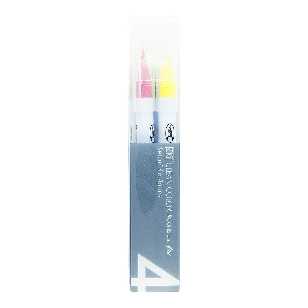 ZIG Kuretake Clean Color Real Brush Pen 4 Set, Pop Colours