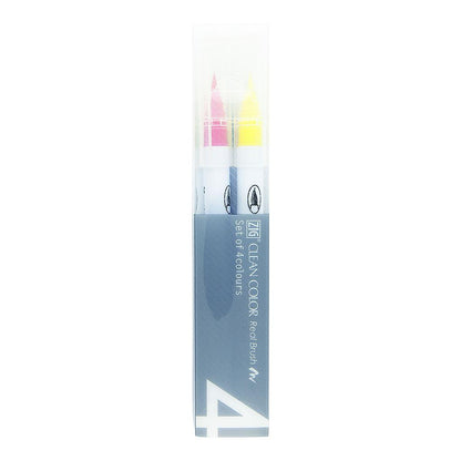 ZIG Kuretake Clean Color Real Brush Pen 4 Set, Pop Colours