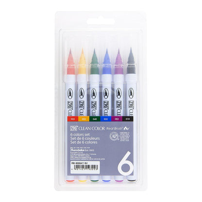 ZIG Kuretake Clean Color Real Brush Pen 6 Set