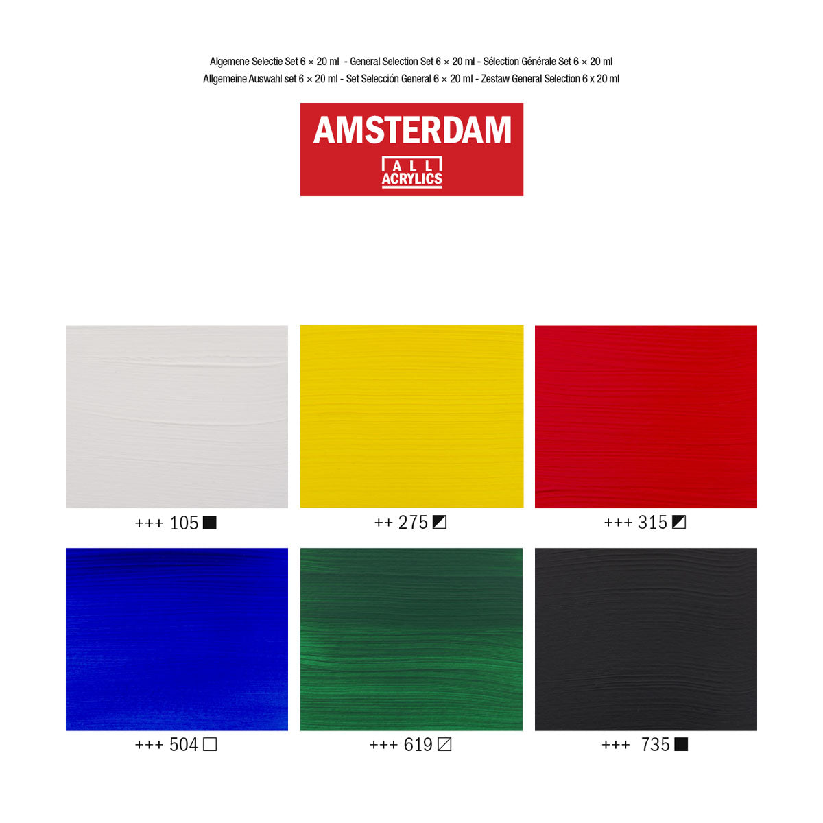 Amsterdam Standard Acrylic Paint 20 ml 6 Set General Selection