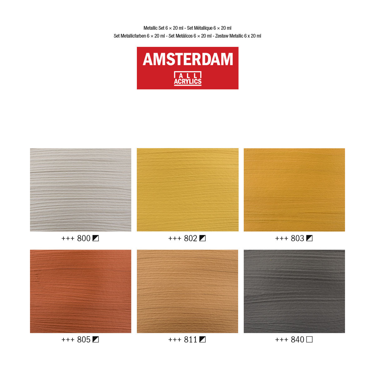 Amsterdam Standard Acrylic Paint 20 ml 6 Set Metallic