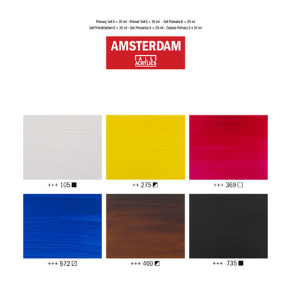 Amsterdam Standard Acrylic Paint 20 ml 6 Set Primary