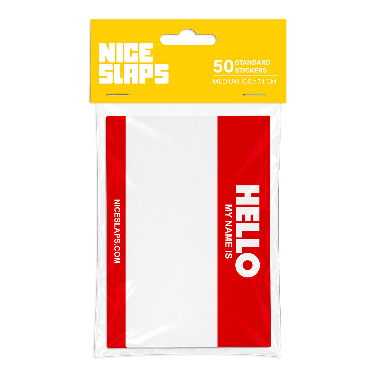 NICE SLAPS Standard Sticker Hello My Name Is Red, Medium 50pcs - image 1