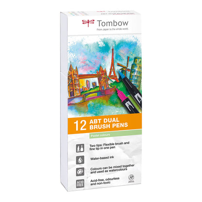 Tombow ABT Dual Brush Pen 12set, Pastel Colors