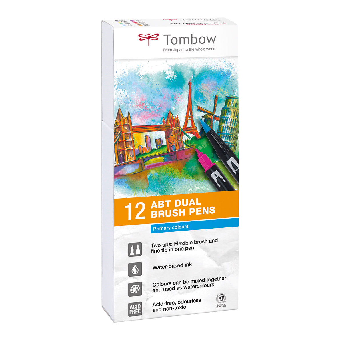 Tombow ABT Dual Brush Pen 12set, Primary Colors