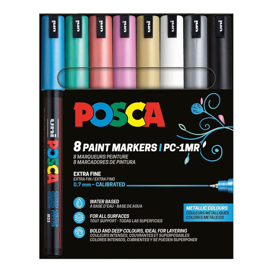 Uni Posca Markers PC-1MR, 8 set Metallic Colors