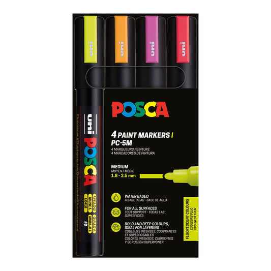 Uni Posca Markers PC-5M, 4 set Neon